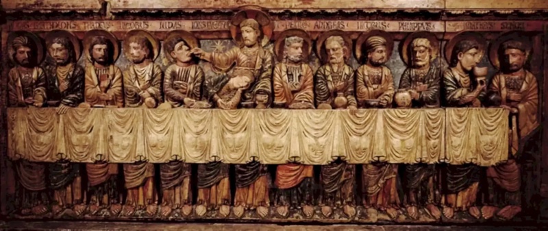 Reliefs on the parapet (The image depicts the Last Supper)